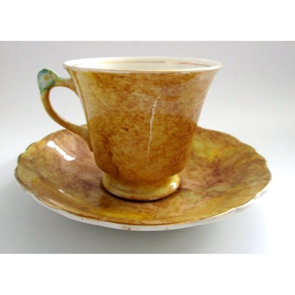 James Kent Longton England Brown Cup & Saucer & Flower Handle #2184 VTG - *READ* - Picture 3 of 14